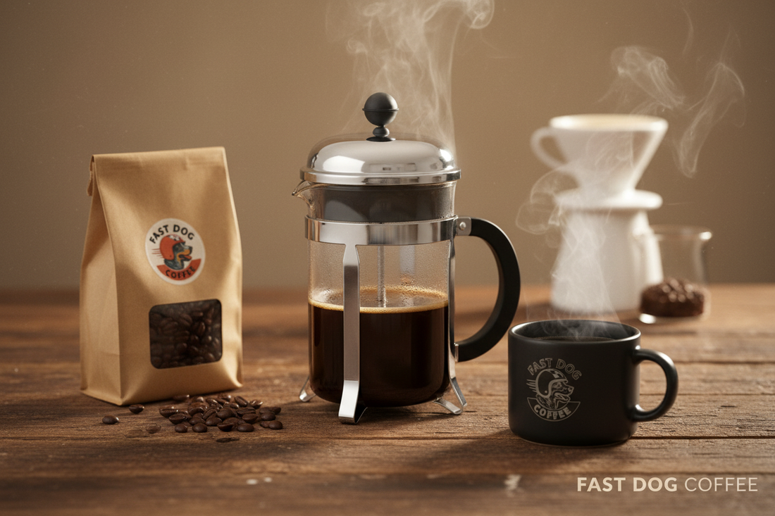 French Press fresh Fast Dog Coffee