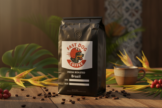 Brazil Coffee Lifestyle with Fast Dog Logo