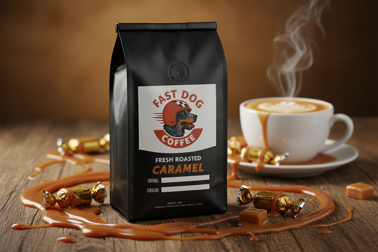 Caramel Lifestyle with Fast Dog Logo