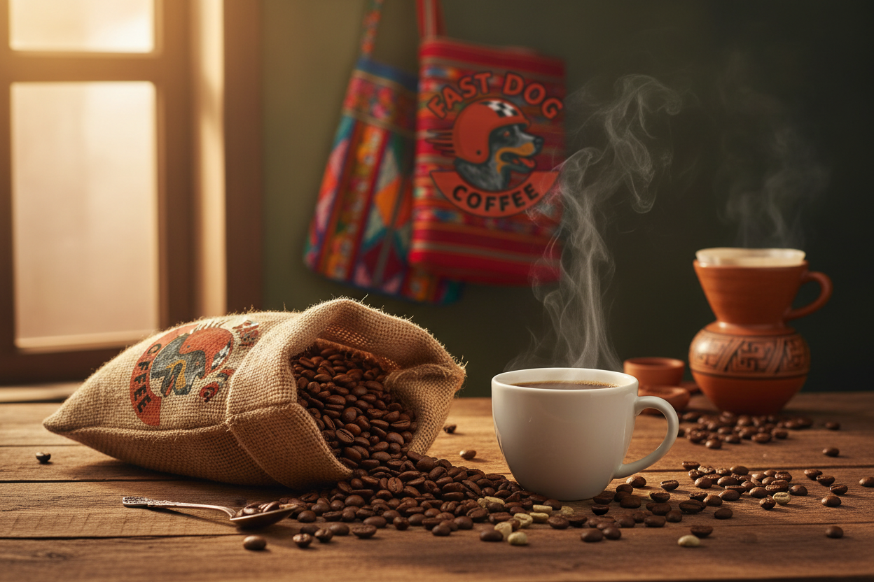 Colombia Coffee Lifestyle with Fast Dog Logo