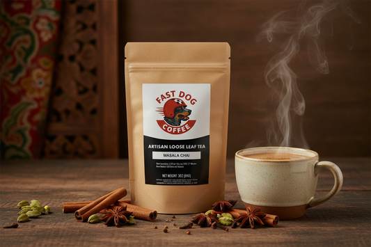 Masala Chai Tea Lifestyle with Fast Dog Logo