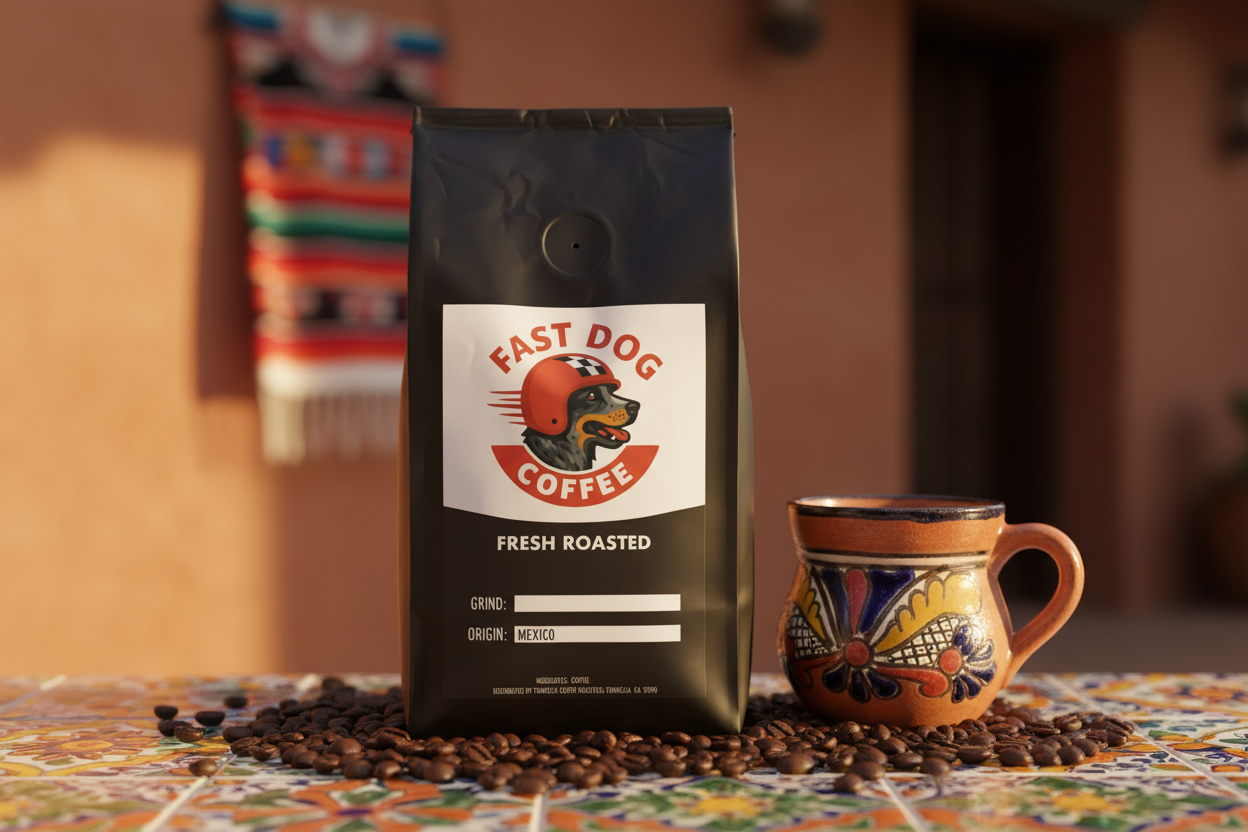 Mexico Coffee Lifestyle with Fast Dog Logo