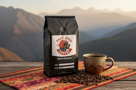 Peru Coffee Lifestyle with Fast Dog Logo